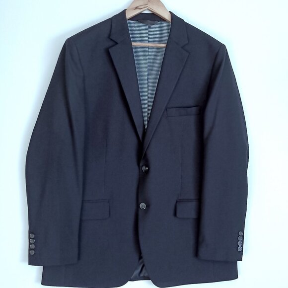 Dark Navy Blue WRINKLE RESISTANT Suit Jacket /Navy Blazer / Navy Sport Coat 42R - Picture 5 of 12